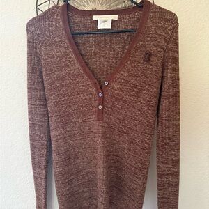 Marc Jacobs Maroon V-Neck Slim Fit Sweater